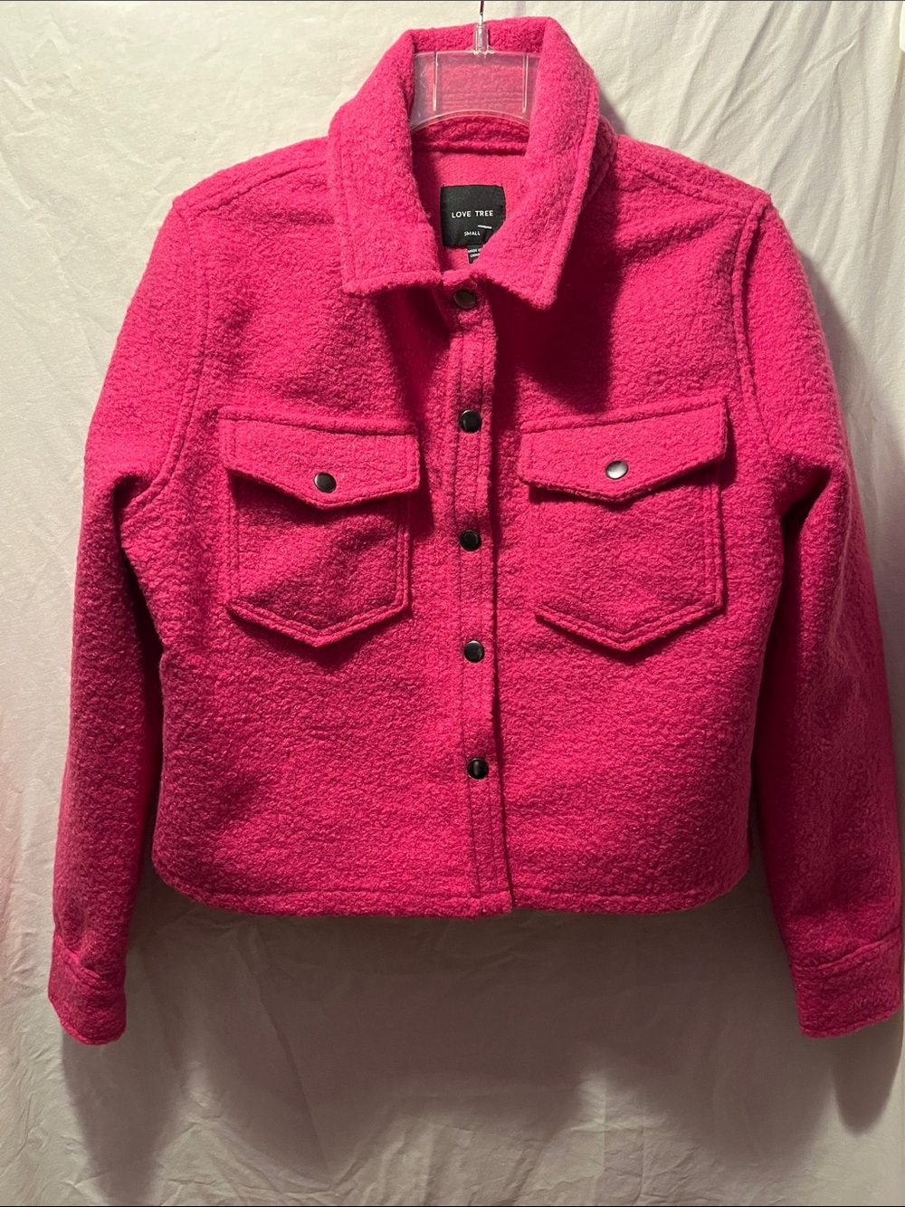 Love Tree Hot Pink Teddy Bouclé Jacket